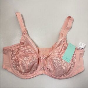 Goddess Womens Bra 38Dd Pink Adelaide Full Cup Underwire Lace Wide Straps